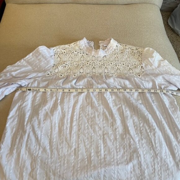 Gap Crochet Lace-Trim Mockneck Blouse white romantic Goth cotton blend boho:XXL - Picture 5 of 5